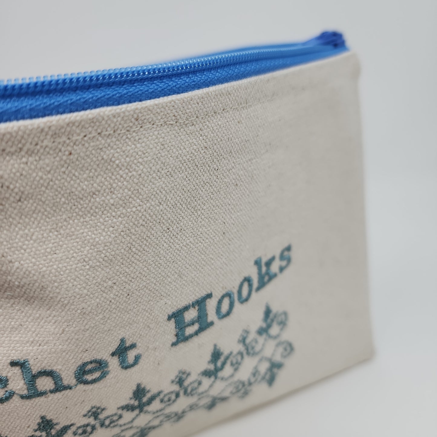 Blue Embroidered Zip Bag