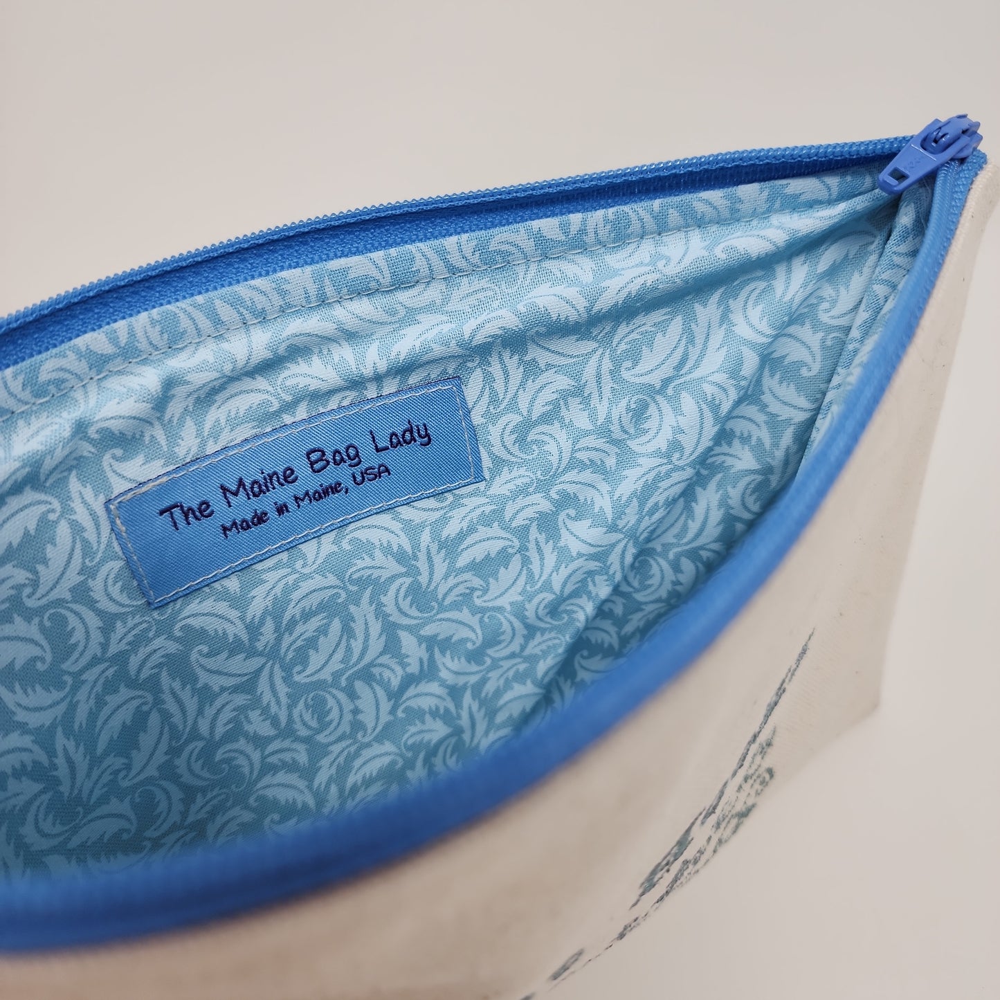 Blue Embroidered Zip Bag