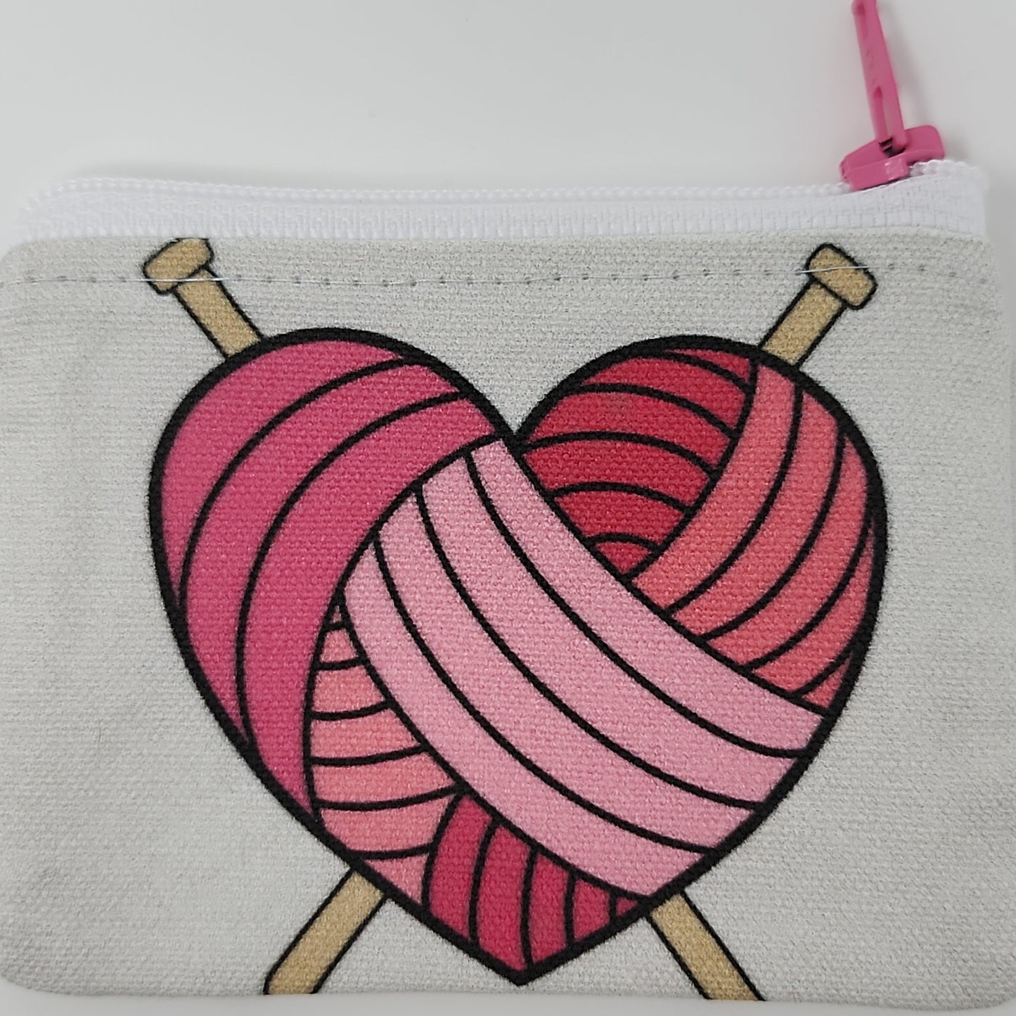 Teal & Pink heart with Knitting needles