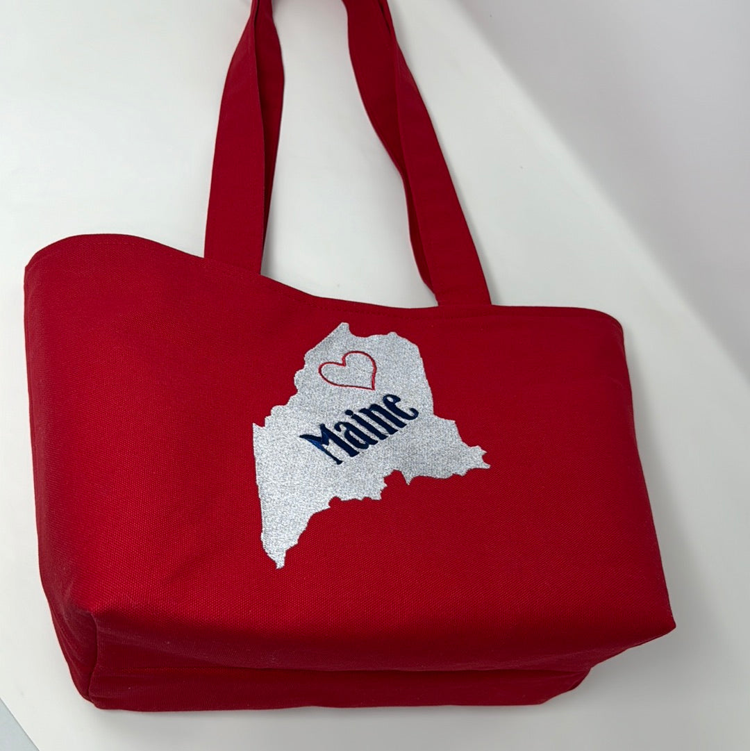 Embroidered MAINE Tote Bag